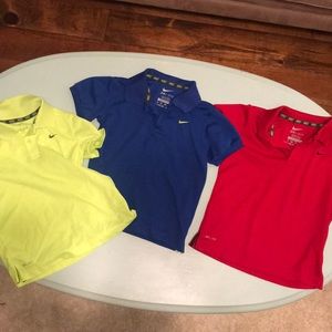 3 Nike Dri- Fit Polo Shirts